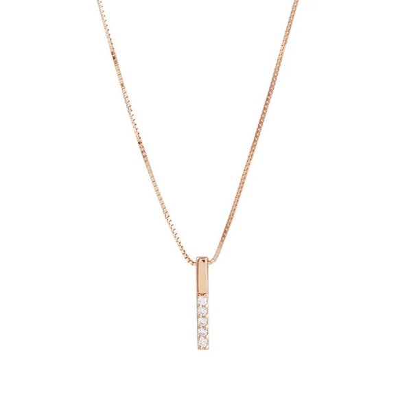 Gold Diamond Strip 925 Sterling Silver Necklace - Picture 14 of 14